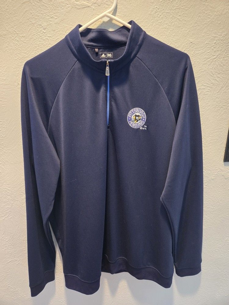 Pittsburgh Penguins Adidas Climalite 1/4 Zip Pullover. Men's Size Large. 