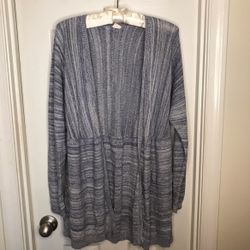Wild Pearl Blue & White Heathered Slouchy Cardigan