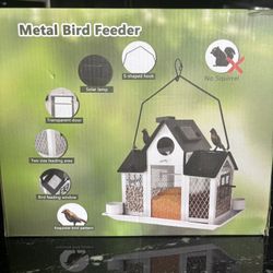 Solar Bird Feeders House for Outside Hanging, Metal Wild Bird Feeder for Outd...