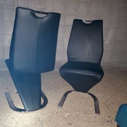 Contemporary Black Faux Leather Chairs