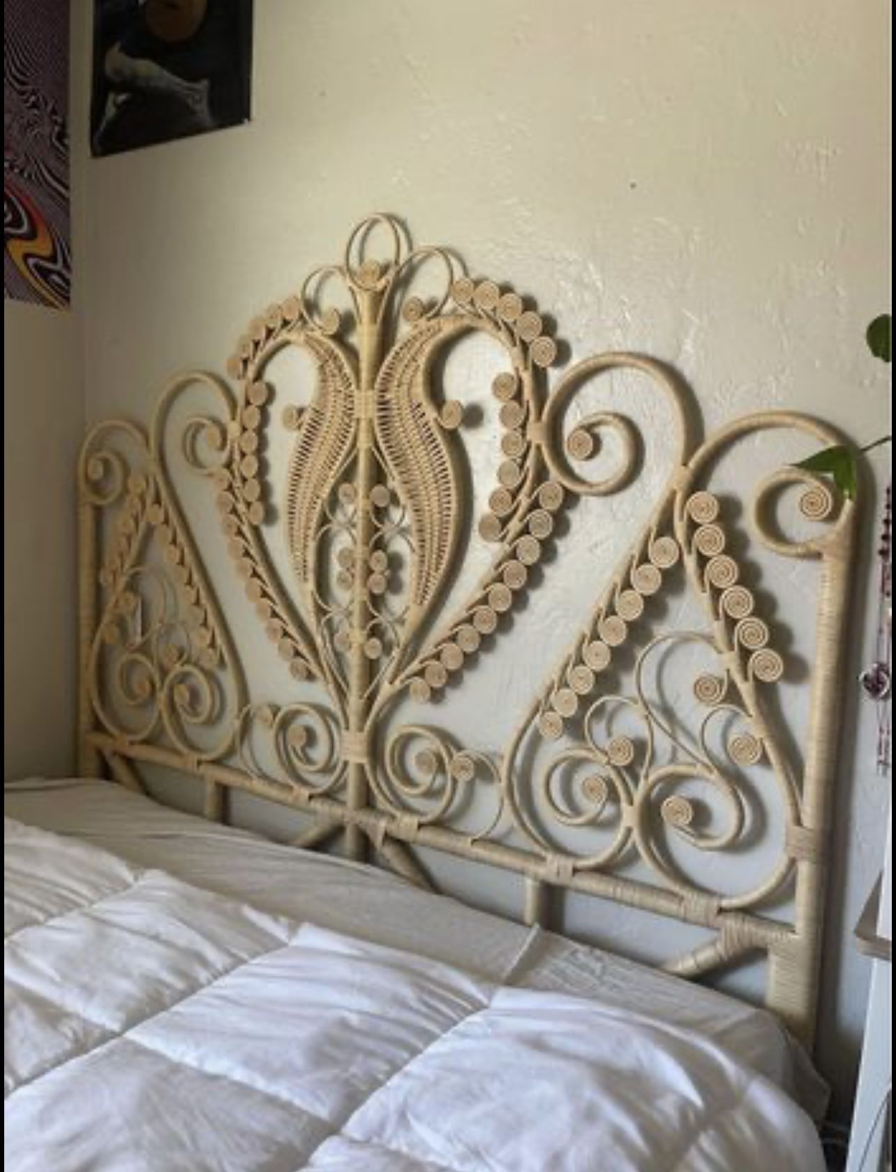 Wicker Peacock Bed Headboard