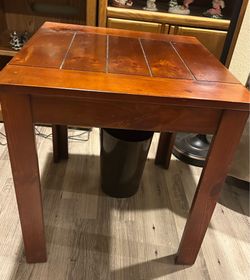 Slatted reddish brownish end table