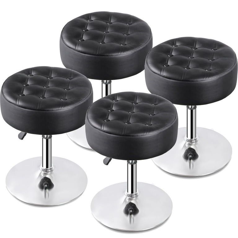 New 4-Pack Black Swivel adjustable Height Salon & Vanity stool with Metal Frame for home or office