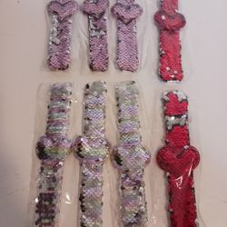 8 Sequin Slap Bracelet NEW Pink Red Multi colors    #VALENTINE #sequin #heart