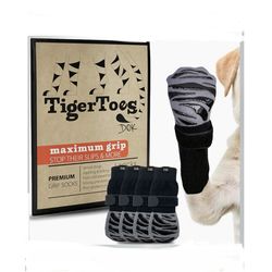 DOK TigerToes Premium Non-Slip Dog Socks for Hardwood Floors - Extra-Thick Grip That Works Even When Twisted - Prevents Licking, Slipping, and Great f