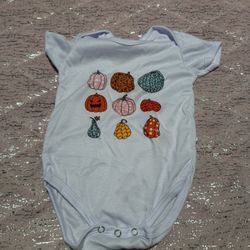Baby's Cartoon Halloween Pumpkin Print Short Sleeve Triangle Bodysuit, Toddler & Infant Girl's Onesie For Summer