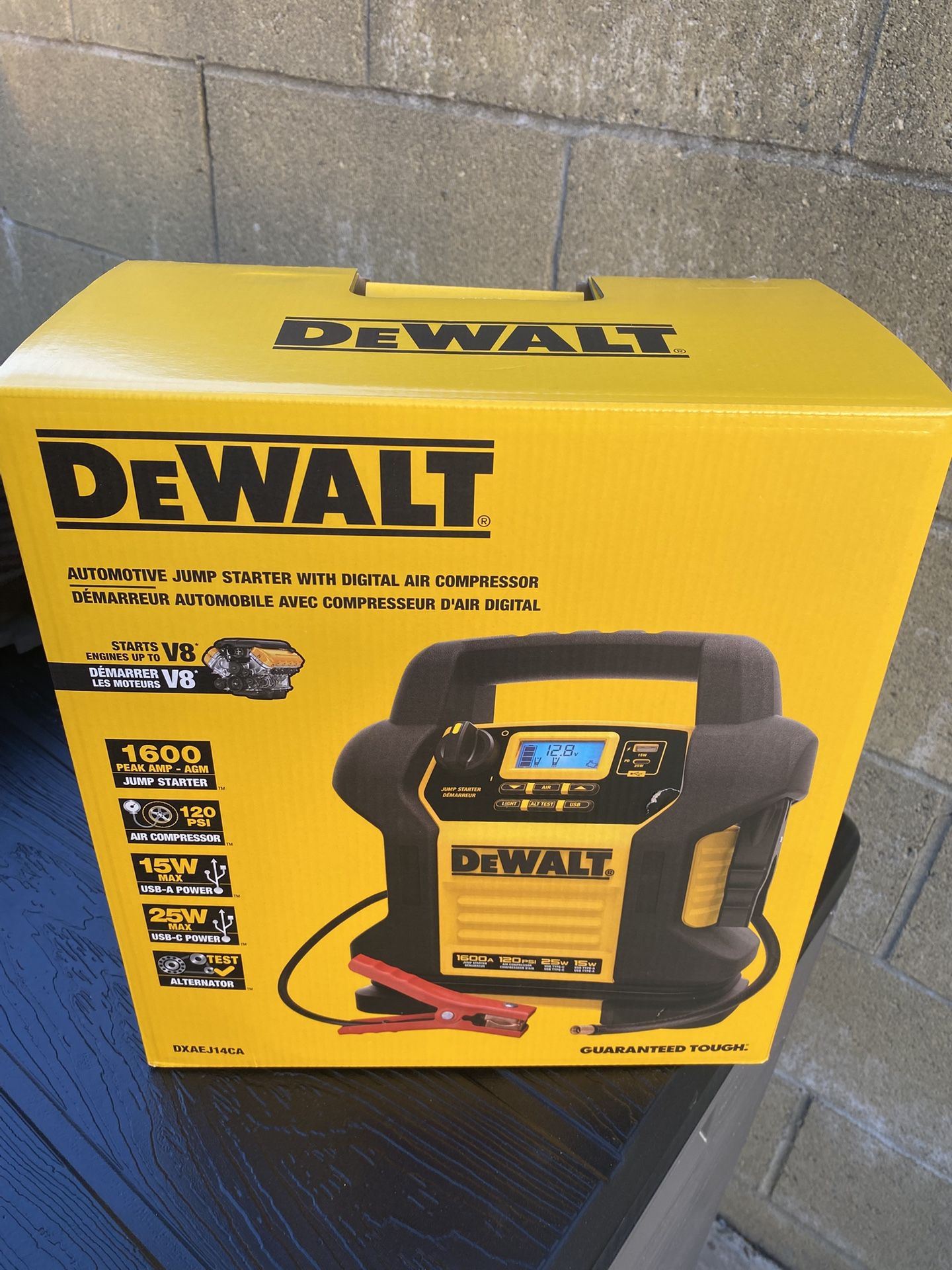 DEWALT Portable Power Station Jump Starter, Compressor, AC Charging Cube