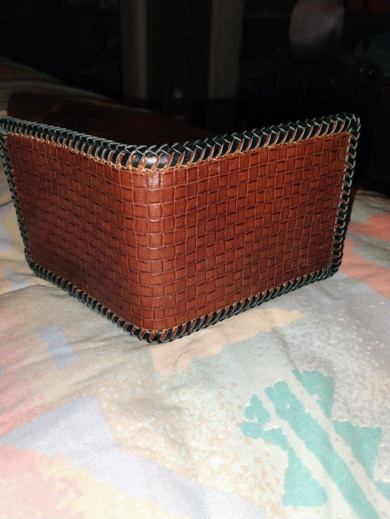 Brown Basket Weave Bifold Wallet