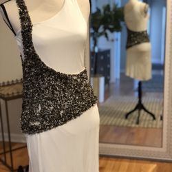 Poleci White/Gold Sequin Dress Size S