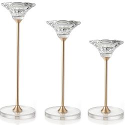 Crystal 2 in 1 Taper and Pillar Candle Holders, Set of 3