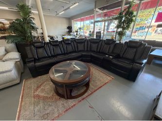 Black Quality Leather Reclining Couch - Same Day Delivery 🚚