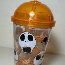 Nightmare Before Christmas Light Up Jack Skellington Tumbler With Crazy Straw New