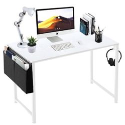 47 inch White Office Computer Desk - Modern Simple Student Study Table for Home Office Bedroom Writing Desk