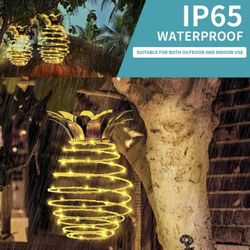 (1 PCS) Upgraded Outdoor Solar Hanging Lantern Lights, Waterproof 60 LED Pineapple Decorative Solar Lights Outdoor for Garden Patio Yard Lawn Ta