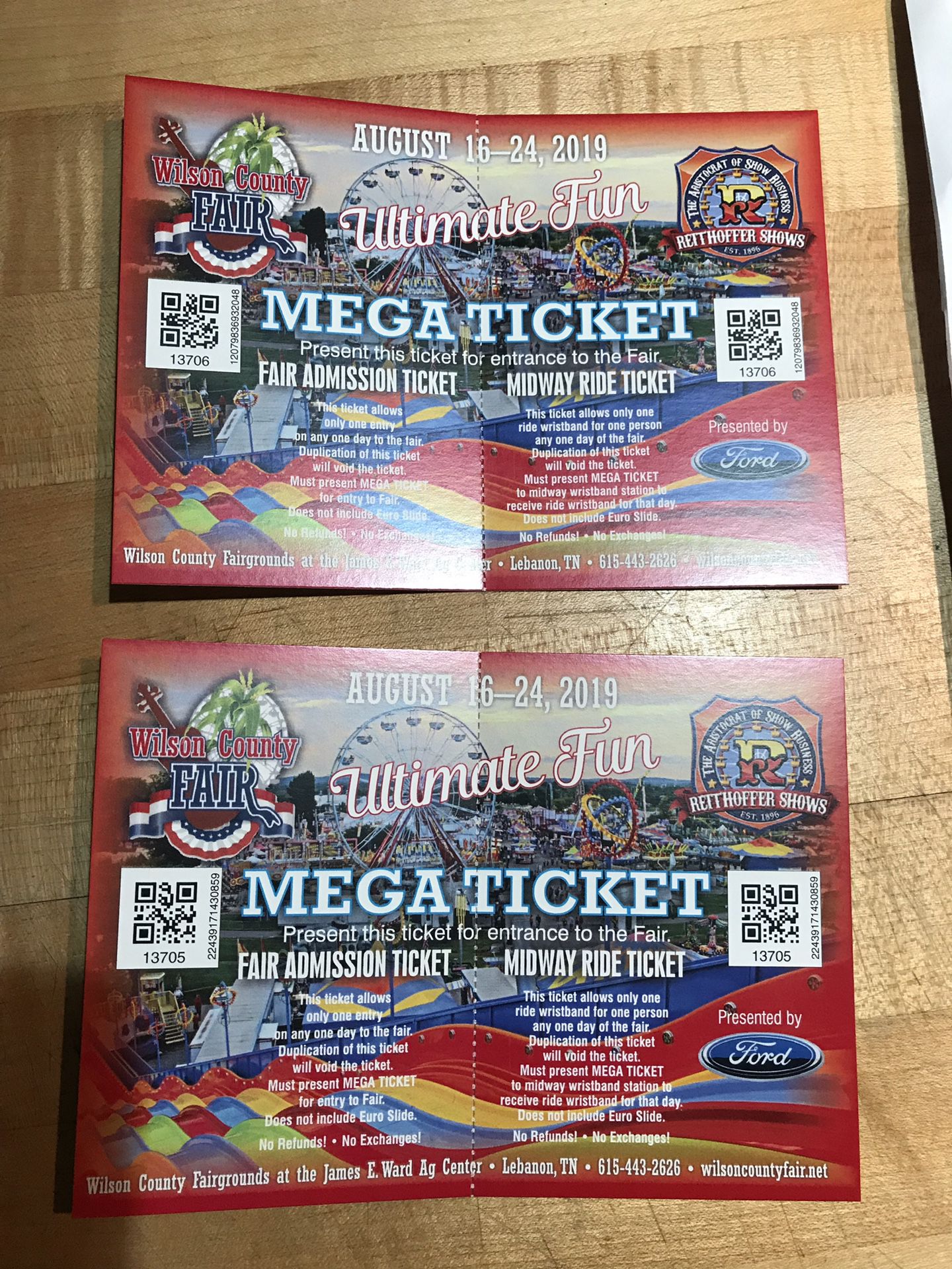 2 admission and ride tickets