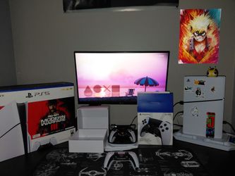 Play station 5 1tb + Dualsense Edge pro controller + ps5 fan stand x controller charging station