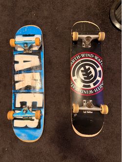Baker and Element assembled skateboards