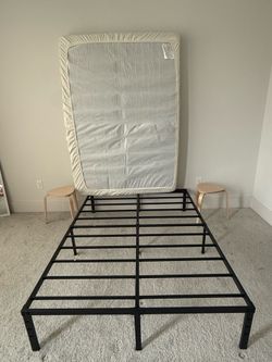 Full Size Bed Frame + Mattress – $90 (or sold separately)