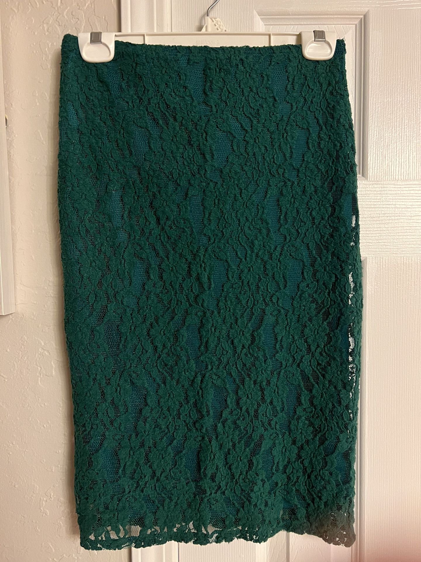Green Lace Pencil Skirt 
