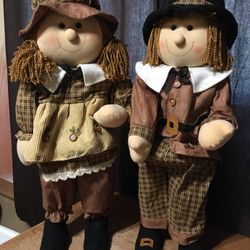 Pair Of Prima Creations Thanksgiving Pilgrim Dolls Boy And Girl 28 In