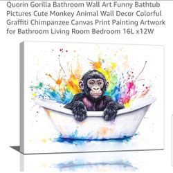 Gorilla Bathroom Wall Art Funny Bathtub Picture