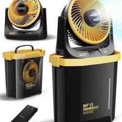 Portable Misting Fan with 9L Bucket, 20000mAh Rechargeable Battery Powered Floor Fan for Outside Travel, Replaceable Spray Nozzle&Battery,Outdoor Cool