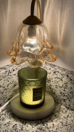Candle Warmer Lamp with Glass Flower Shade