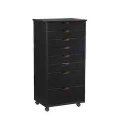 Rolling Cart Black 8-Drawer
