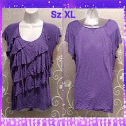 WOMENS PURPLE RUFFLE TIER TOP SIZE XL