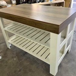 RY0321 new in box Kitchen Island with Seating and Storage Shelves, 55.1-Inch Breakfast Counter Farmh