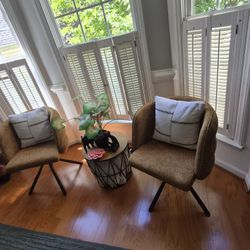 270 degrees swivel set of 2 orange colored accent chairs