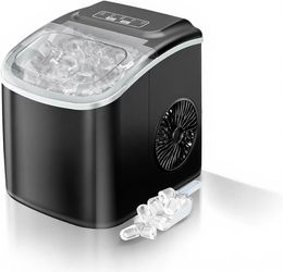Ice Maker Countertop, 26lbs in 24Hrs, 9 Ice Cubes Ready in 6 Mins with 2 Sizes of Bullet Ice, Auto-Cleaning Portable Ice Maker with Scoop & Basket, fo