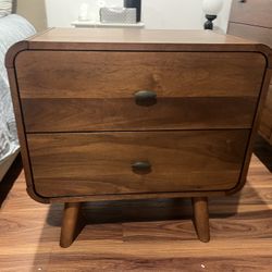 New Mid Century Nightstand.  Solid Wood / Dark Walnut Finish.  25” X 15” D X 26”H.  Free Delivery!