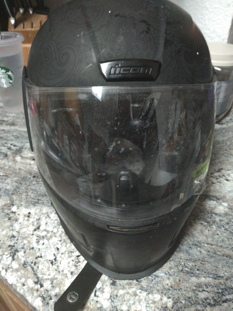 Matte Black Icon Motorcycle Helmet
