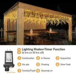 Christmas Lights Outdoor, Icicle Lights 32.8FT Curtain Lights 400LED Connectable String Lights Waterproof Fairy Lights with Plug for Xmas Wedding Part