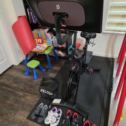 Peloton Bike plus with 4 sets of shoes and mat