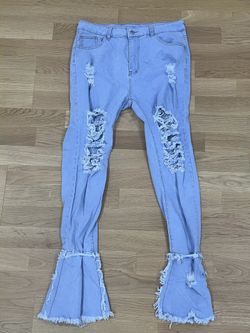 Women’s Skinny High Waisted Ripped Flare Jeans 