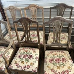 Set Of Six Flower Dining Chairs 