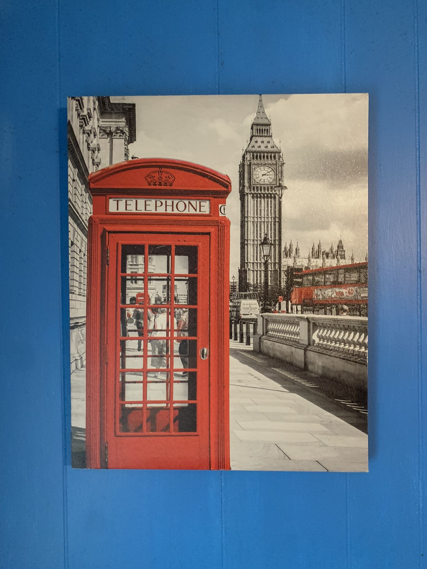 City Painting - Red Phone Booth Hanging Artwork