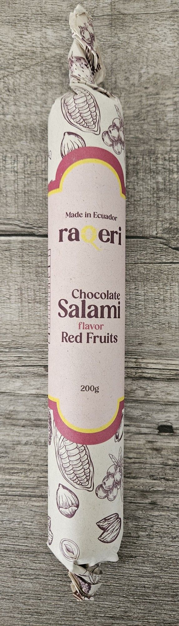 RAQERI CHOCOLATE SALAMI...RED FRUITS FLAVOR... $16