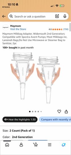 Maymom Milkbag Adapter, Widemouth 2nd Generation; Compatible with Spectra Avent Pumps; Most Milkbags inc. Lansinoh Bags;Do Not Use Microwave or Steame