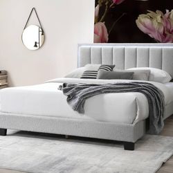 Queen White Platform Bed With Ortho Mattress Included 