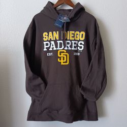 3XL and 5XL Padres Majestic Men's Brown Hoodie
