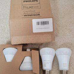 Philips Hue Smart 60W A19 LED Bulb - Soft Warm White Light - 4 Pack - 800LM