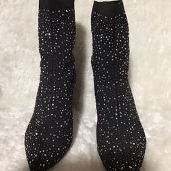 Women’s Limelight Black Rhinestones & Studs Shoe boot Size 8  
