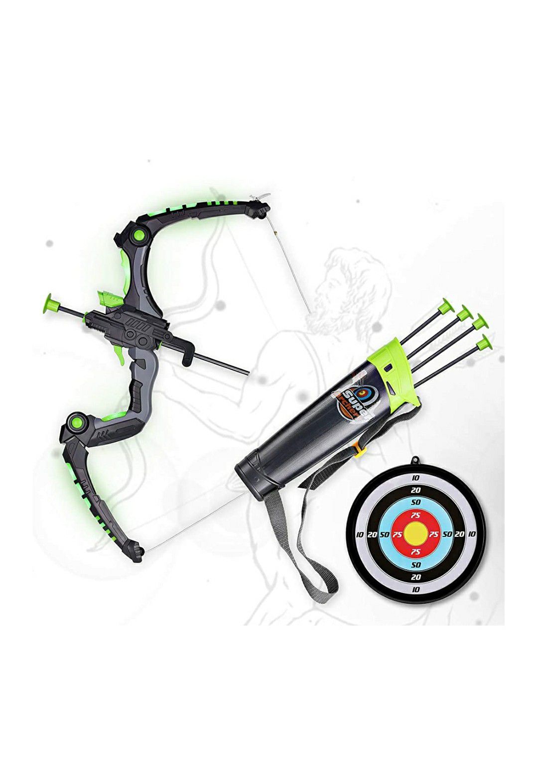 SainSmart Jr. Kids Bow and Arrows, Light Up Archery Set for Kids Outdoor Hunting Game with 5 Durable Suction Cup Arrows