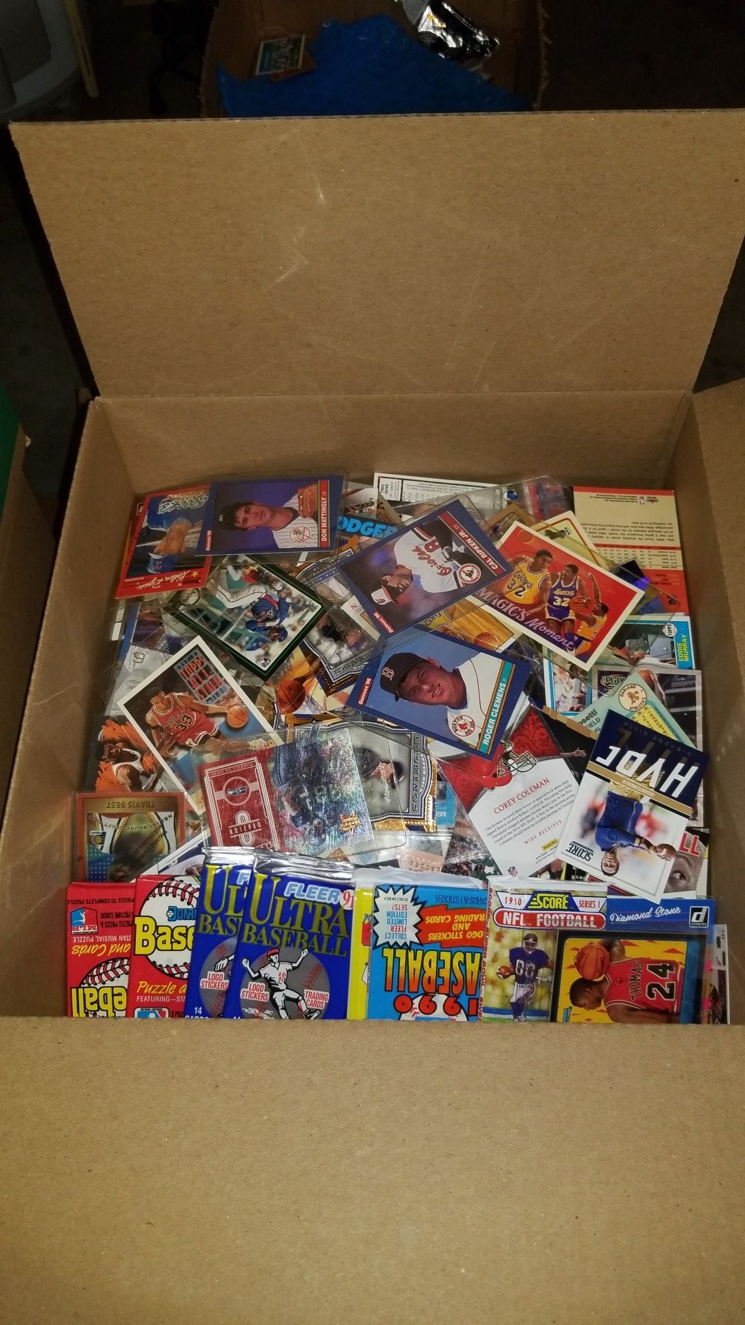 Sports cards- huge basketball, football, baseball cards around 20lbs, packs unopened. Lot # 60 u plus Jordan and tracy