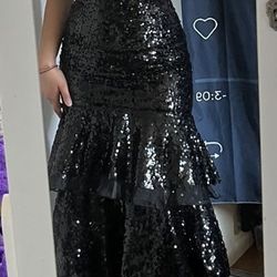 Black Sequin Evening Gown 