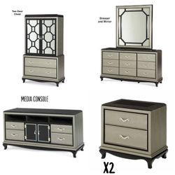 MICHAEL AMINI After Eight Bedroom Collection- 2 Nightstands, Dresser, Armoire, Mirror, Media Cabinet
