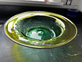 Handmade Large Art Glass Bowl-Signed